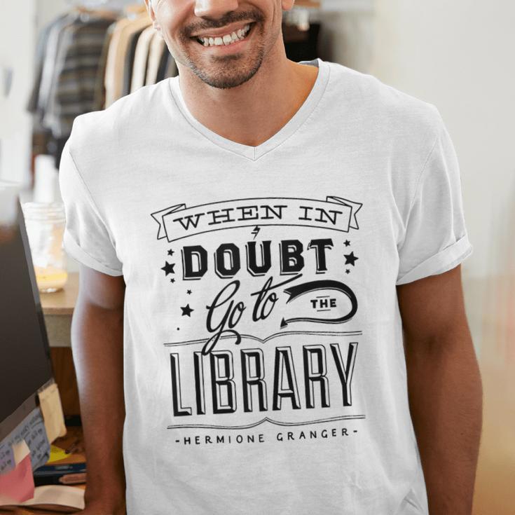 When In Doubt Go To The Library Teacher Vintage Book Lovers Men's V-Neck T-Shirt When In Doubt Go To The Library Teacher Vintage Book Lovers Men's V-Neck T-Shirt