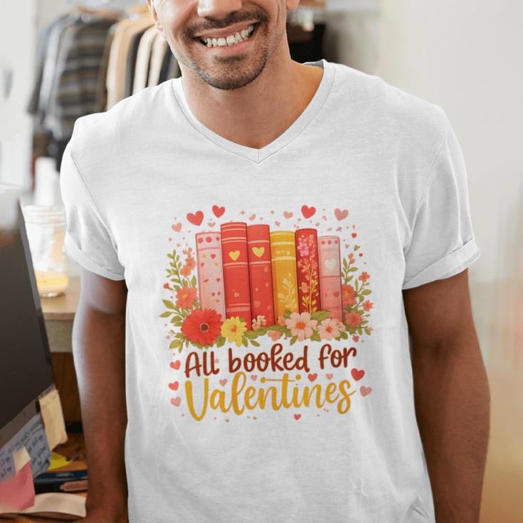 Women's All Booked For Valentine Teacher Valentines Reading Book Men's V-Neck T-Shirt Women's All Booked For Valentine Teacher Valentines Reading Book Men's V-Neck T-Shirt