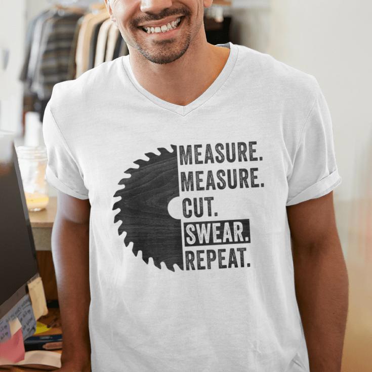 Woodworking Dad Measure Cut Swear Handyman Fathers Day Men's V-Neck T-Shirt Woodworking Dad Measure Cut Swear Handyman Fathers Day Men's V-Neck T-Shirt