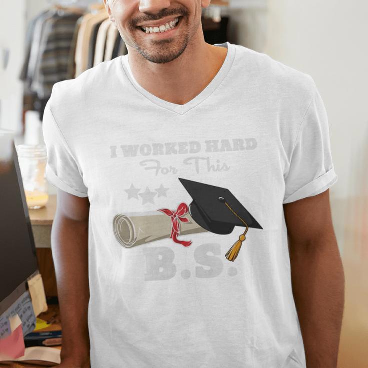 I Worked Hard For This BS Men Women Graduation Premium Tri-Blend Men's V-Neck T-Shirt