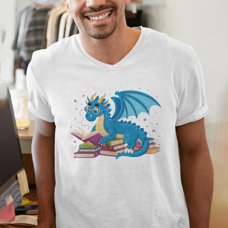 In A World Full Of Bookworms Be A Book Dragon Men's V-Neck T-Shirt