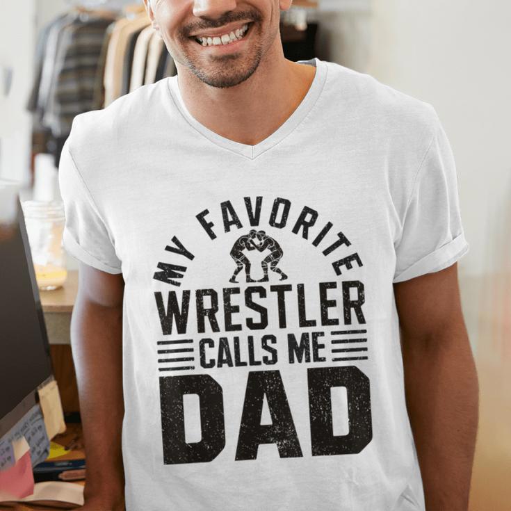 Wrestler Daddy Wrestling Dad Men's V-Neck T-Shirt