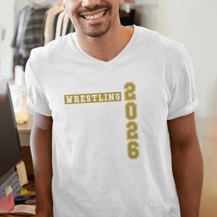 Wrestling Senior Night Wrestling Senior 2026 Graduation 43 Men's V-Neck T-Shirt
