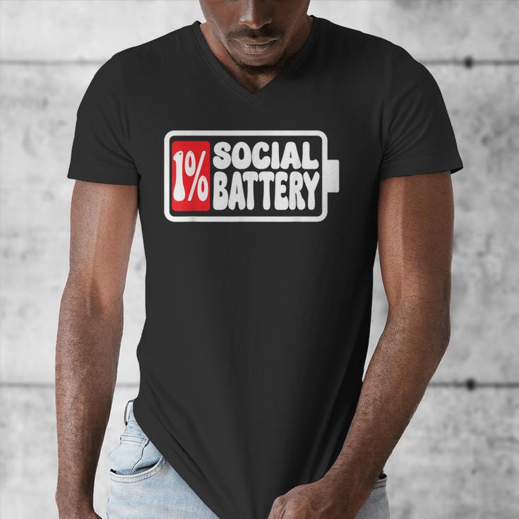 1 Social Battery Sarcastic Introverted Men Women Men's V-Neck T-Shirt