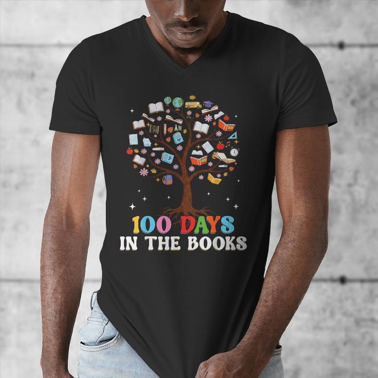 100 Days Of School 100th Day In The Books Reading Teacher Men's V-Neck T-Shirt 100 Days Of School 100th Day In The Books Reading Teacher Men's V-Neck T-Shirt