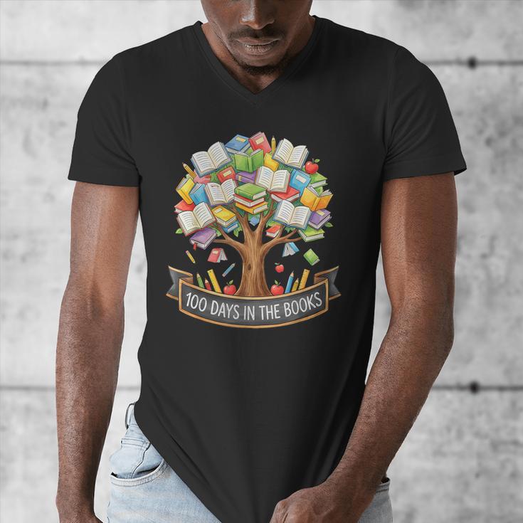 100 Days Of School In The Books Librarian Reading Teacher Men's V-Neck T-Shirt 100 Days Of School In The Books Librarian Reading Teacher Men's V-Neck T-Shirt