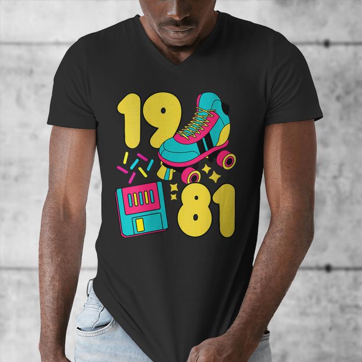 1981 Retro Raised In The 80s Old School Nostalgia Vibes Men's V-Neck T-Shirt