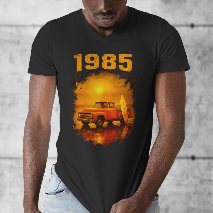 1985 Vintage Sunset Surf Truck Retro Beach Nostalgia Men's V-Neck T-Shirt