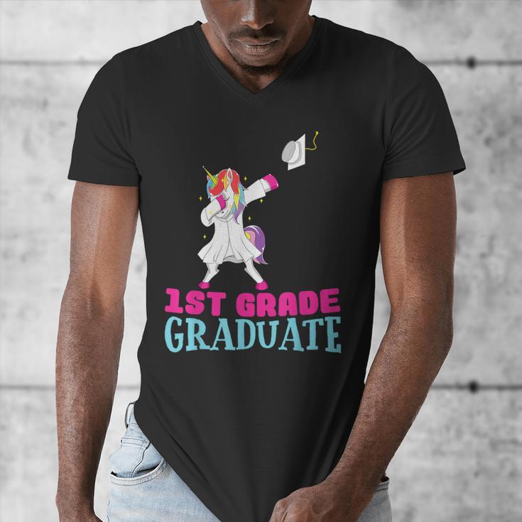 1st Grade Graduation Dabbing Unicorn Lover T-Shirt Kids Men's V-Neck T-Shirt