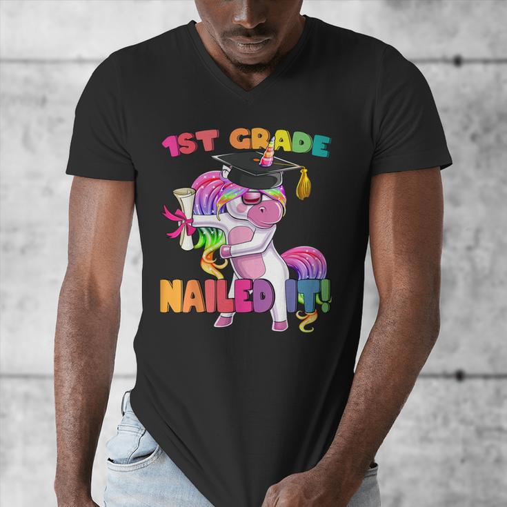 1st Grade Nailed It Flossing Unicorn Graduation Shirt Men's V-Neck T-Shirt