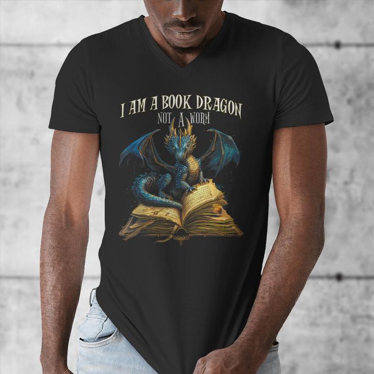 3 Bookish Quote I Am a Book Dragon Not a Worm Reading Book Men's V-Neck T-Shirt 3 Bookish Quote I Am a Book Dragon Not a Worm Reading Book Men's V-Neck T-Shirt