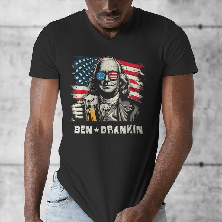 4th Of July Franklin Ben Drankin American Dad Men Women Men's V-Neck T-Shirt 4th Of July Franklin Ben Drankin American Dad Men Women Men's V-Neck T-Shirt