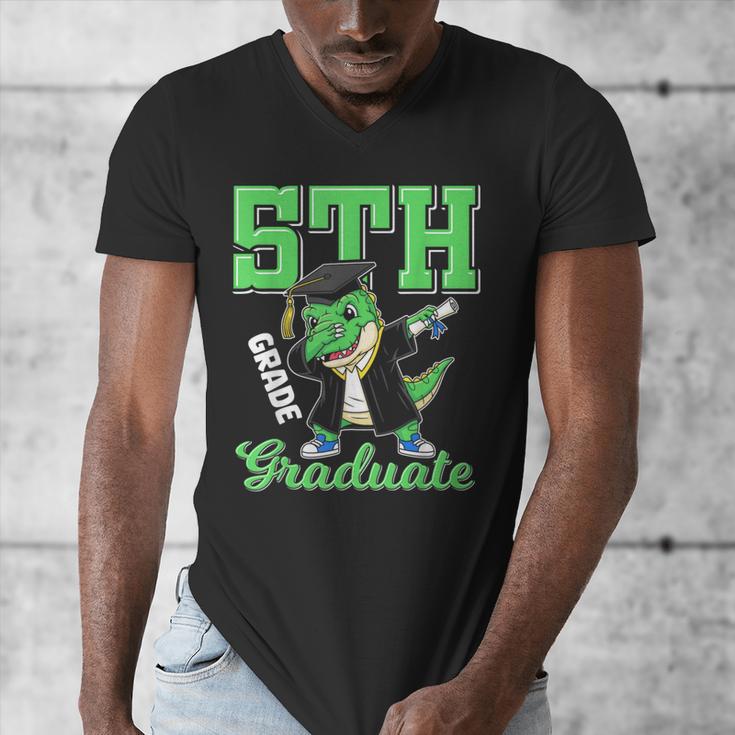 5th Grade Graduate Dinosaur Dab Graduation School Men's V-Neck T-Shirt