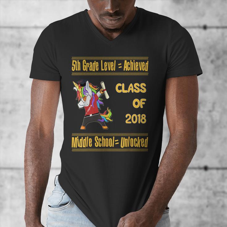 5th Grade Graduation Shirt Dabbing Unicorn Boys Class 2018 Men's V-Neck T-Shirt