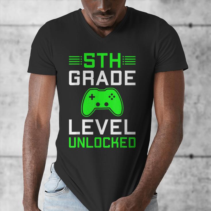 5th Grade Level Unlocked Back To School Gamer Graduation Men's V-Neck T-Shirt