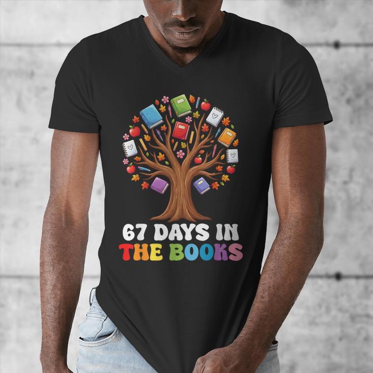 67 Days In The Books Reading Teacher 67th Day Of School Kids Men's V-Neck T-Shirt 67 Days In The Books Reading Teacher 67th Day Of School Kids Men's V-Neck T-Shirt