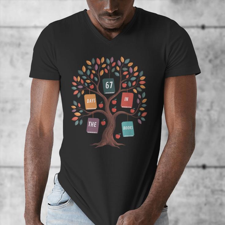 67 Days In The Books Reading Teacher 67th Day Of School Men's V-Neck T-Shirt