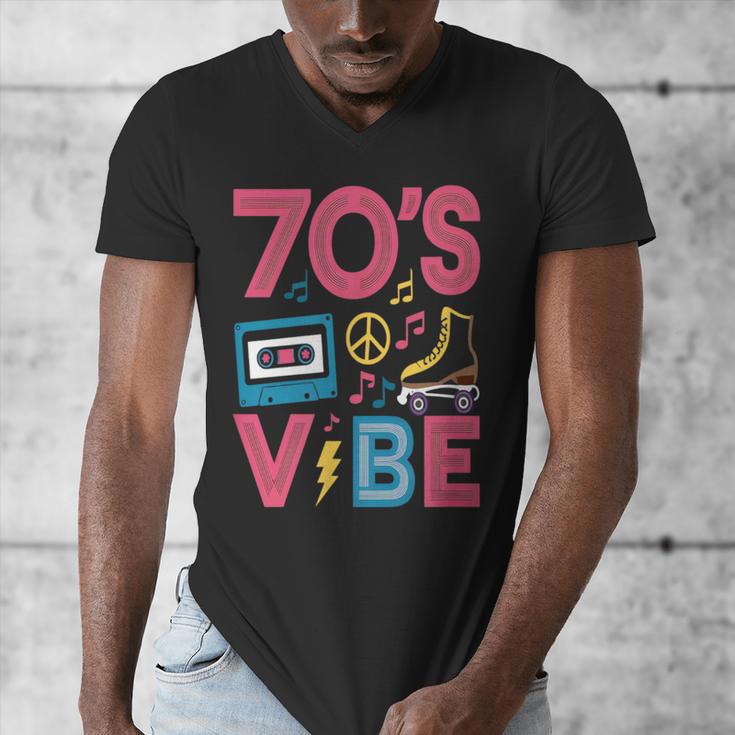 70s Retro Style Roller Skate Cassette Music Nostalgia Men's V-Neck T-Shirt 70s Retro Style Roller Skate Cassette Music Nostalgia Men's V-Neck T-Shirt