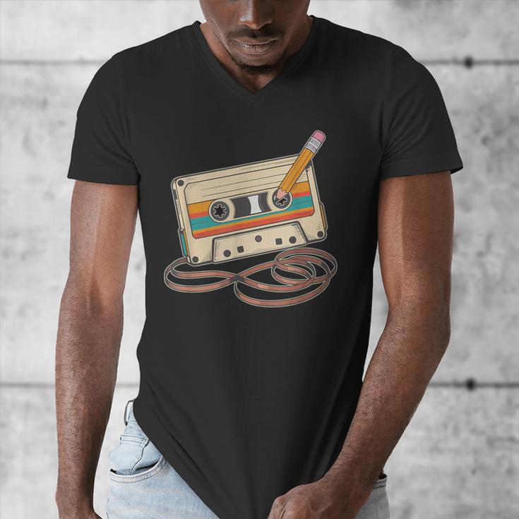 80s 90s Retro Party Costume Nostalgia Cassette Tape Pencil Men's V-Neck T-Shirt