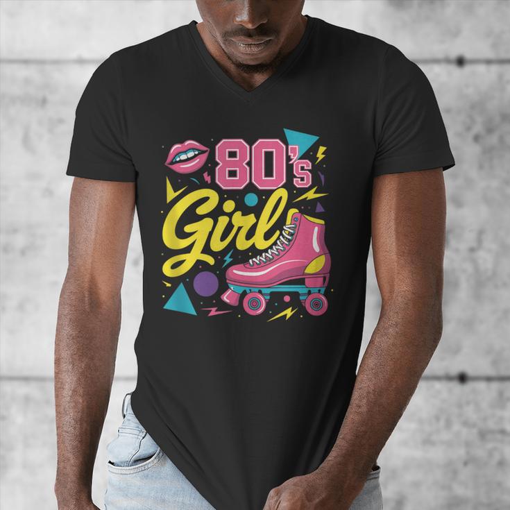 80's Girl Roller Skates Skating Eighties 1980s Nostalgia Men's V-Neck T-Shirt