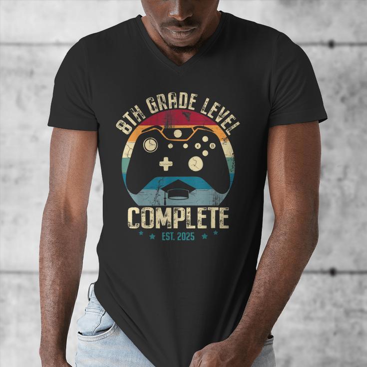 8th Grade Level Complete Gamer Class Of 2025 Graduation Boy Men's V-Neck T-Shirt