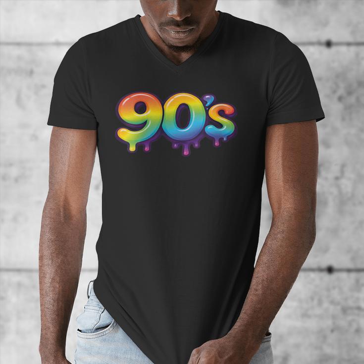 90s Retro Pop Art Rainbow Lips Nostalgia Costume 90s Men's V-Neck T-Shirt