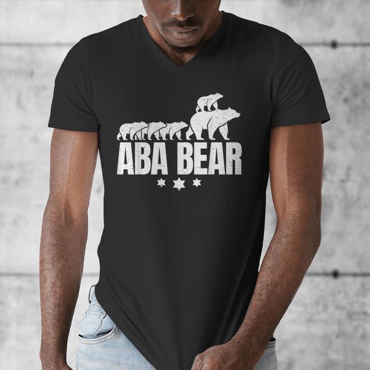 Aba Bear For Jewish Dad With Four Kids On Father's Day Men's V-Neck T-Shirt