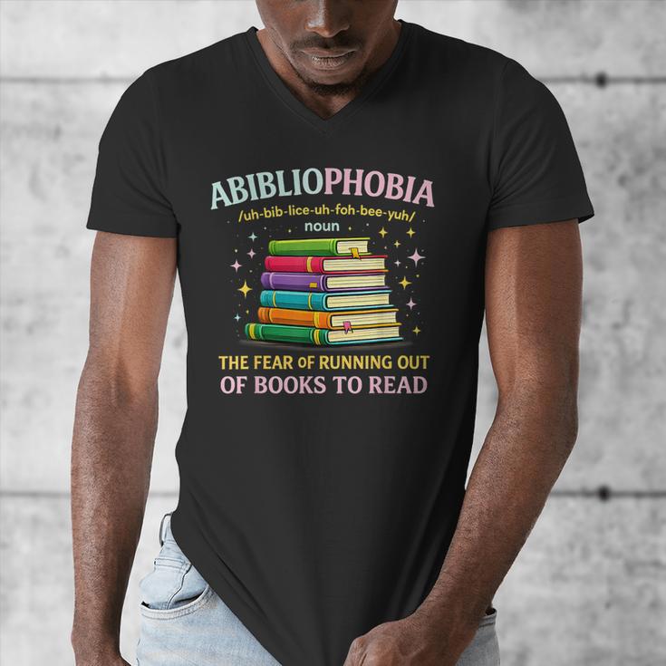 Abibliophobia Bibliophilia Abibliophobia Book Lovers Men's V-Neck T-Shirt