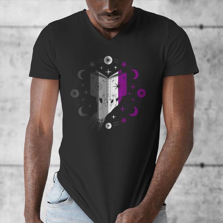 Ace Pride Book With Stars Moons And Magic Hand Men's V-Neck T-Shirt