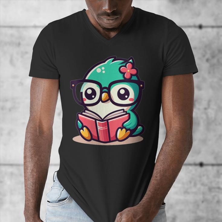 Adorable Book Lover Humming Bird With Reading Glasses Cute Men's V-Neck T-Shirt