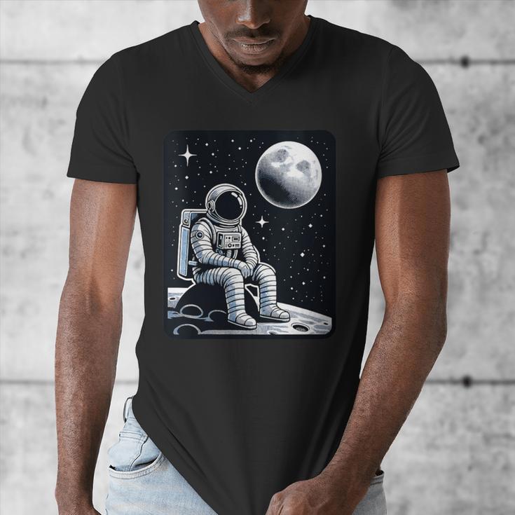 Aesthetic Spaceman Astronaut On The Moon Space Introvert Men's V-Neck T-Shirt