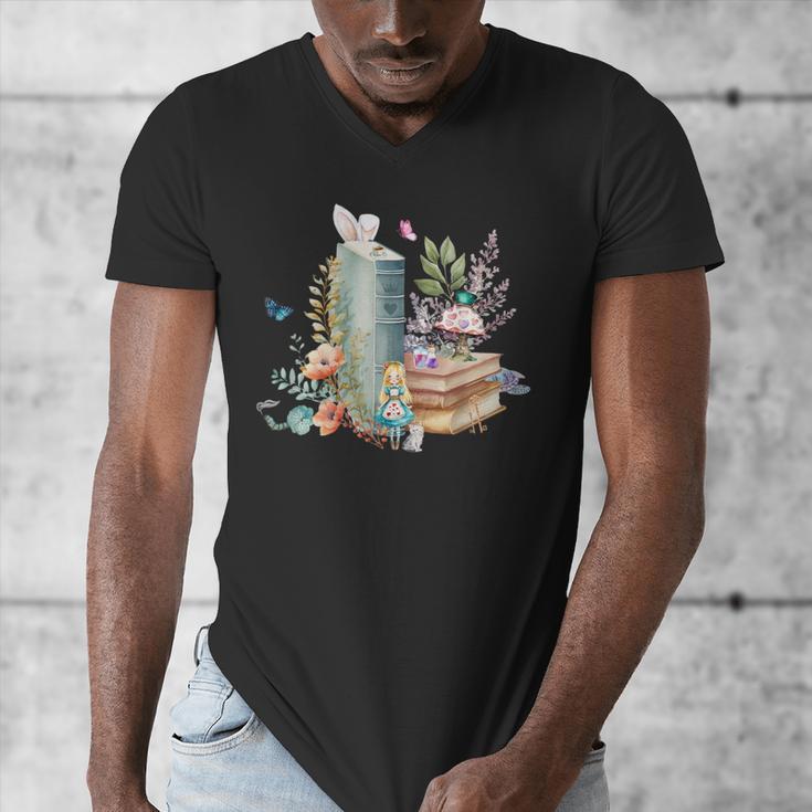 Alice In Wonderland Characters Lewis Carroll Book Lover Men's V-Neck T-Shirt
