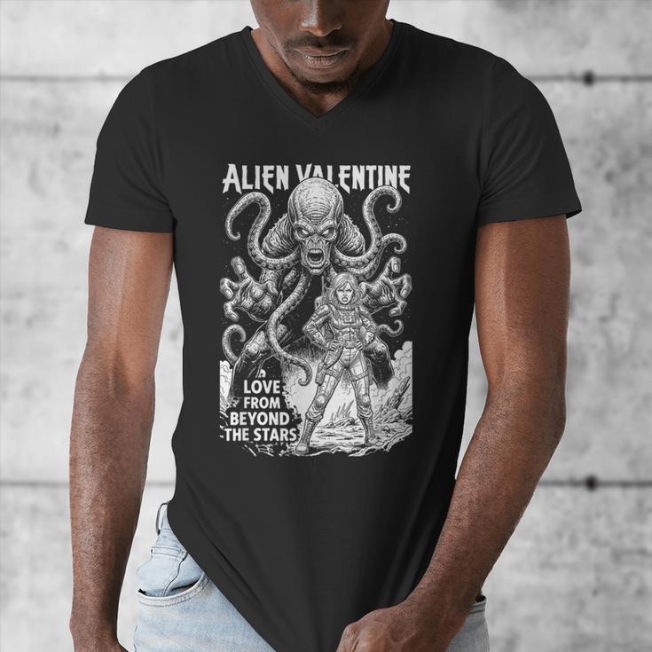 Alien Valentine Science Fiction Vintage Comic Book Men's V-Neck T-Shirt