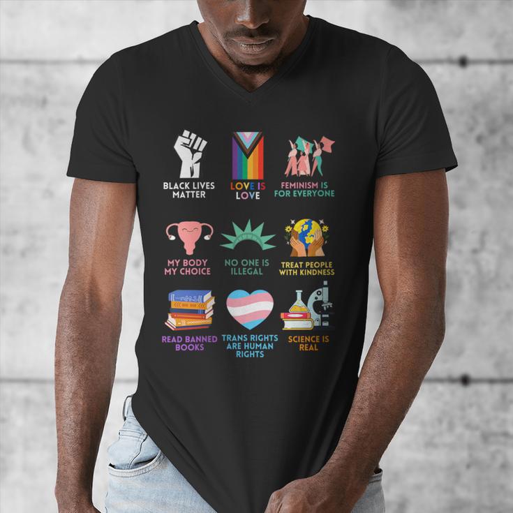 Ally Anti Trump Liberal BLM Love Is Love Banned Books Icons Men's V-Neck T-Shirt