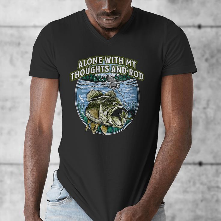Alone With My Thoughts And Rod Introvert Fishing Antisocial Men's V-Neck T-Shirt Alone With My Thoughts And Rod Introvert Fishing Antisocial Men's V-Neck T-Shirt