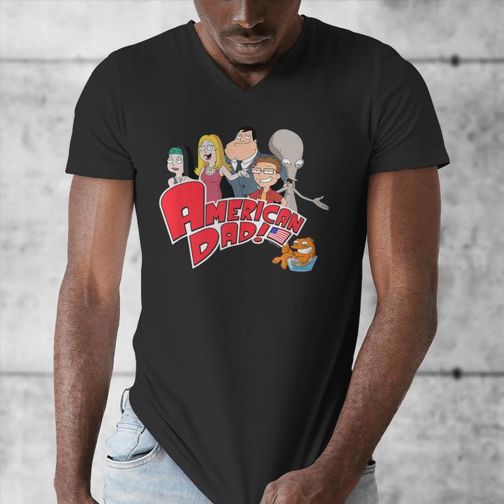 American Dad Show Logo With Family Cartoon Men's V-Neck T-Shirt