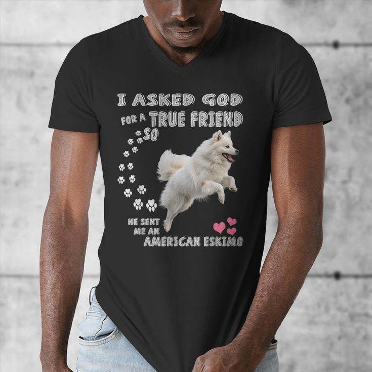 American Eskimo Dog Mom Eskie Dad Art Eskie Lover Quote Men's V-Neck T-Shirt