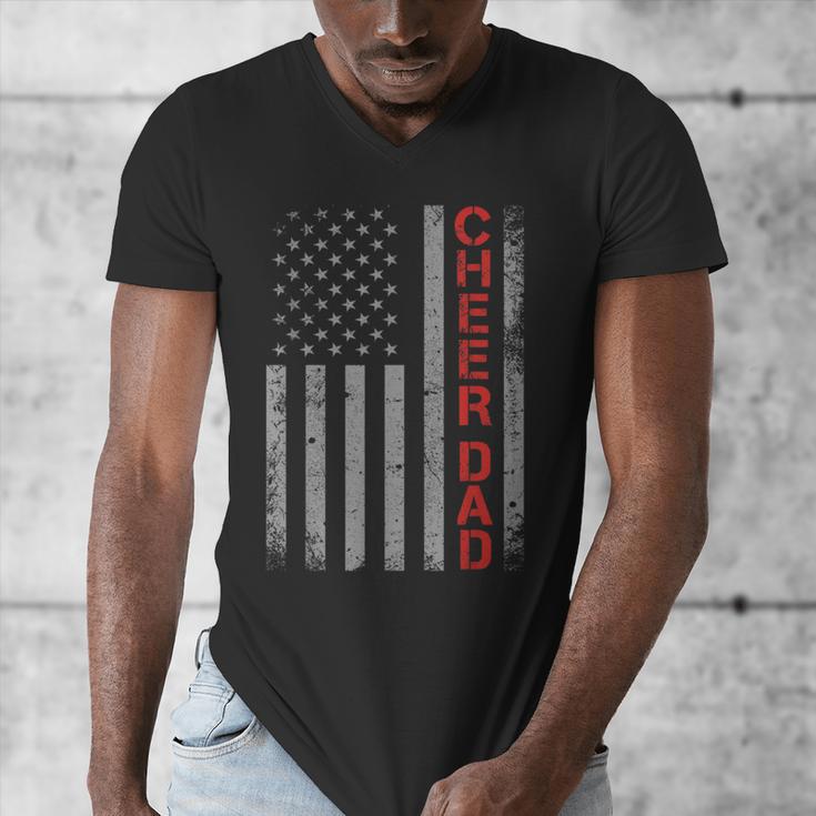 American Flag Cheer Dad Vintage Patriotic Father Cheerleader Men's V-Neck T-Shirt