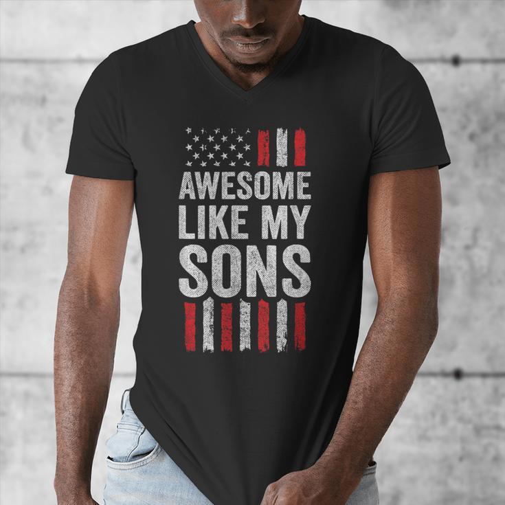 American Flag Dad Mom Awesome Like My Sons Men's V-Neck T-Shirt
