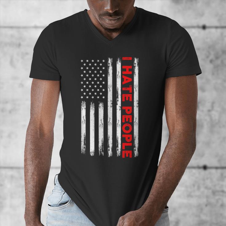 American Flag Loner Geeks Antisocial For Introvert Pride Men's V-Neck T-Shirt