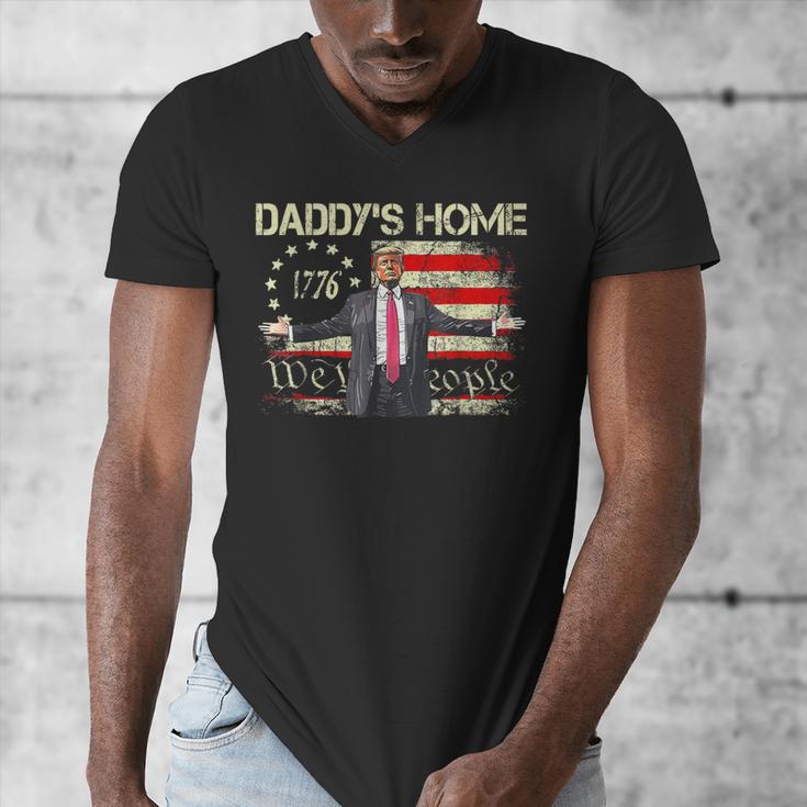 American Flag Trump 2024 Daddy's Home We The People Men's V-Neck T-Shirt