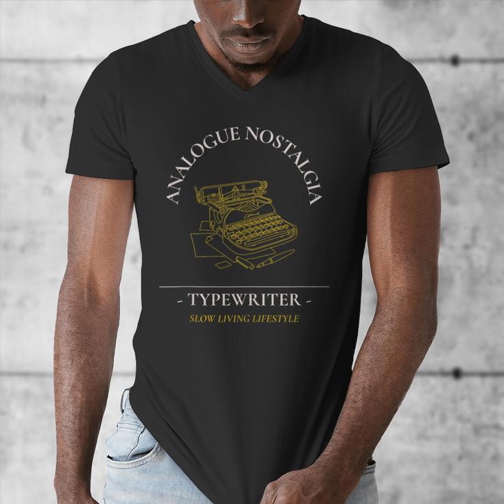 Analogue Nostalgia Typewriter Graphic Men's V-Neck T-Shirt Analogue Nostalgia Typewriter Graphic Men's V-Neck T-Shirt