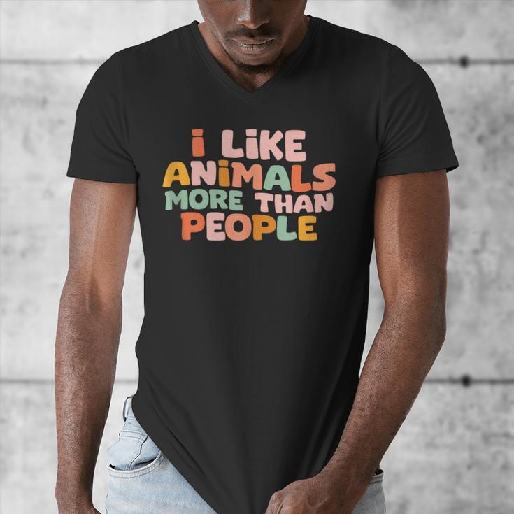 I Like Animals More Than People Sarcastic Introvert Men's V-Neck T-Shirt