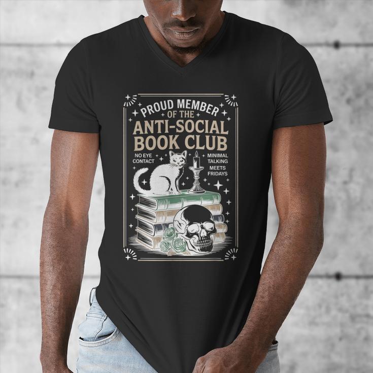Anti-Social Book-Club Cat Graphic Men's V-Neck T-Shirt Anti-Social Book-Club Cat Graphic Men's V-Neck T-Shirt