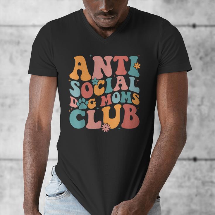 Anti Social Dog Moms Club Introvert Dog Mom Retro Men Women Men's V-Neck T-Shirt