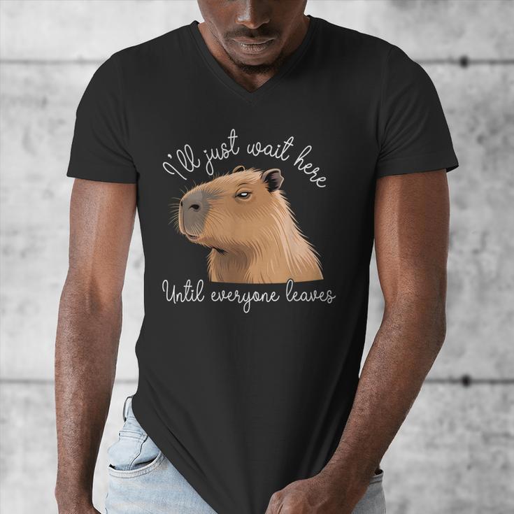 Antisocial Introvert Capybara Sarcastic Humor Men's V-Neck T-Shirt