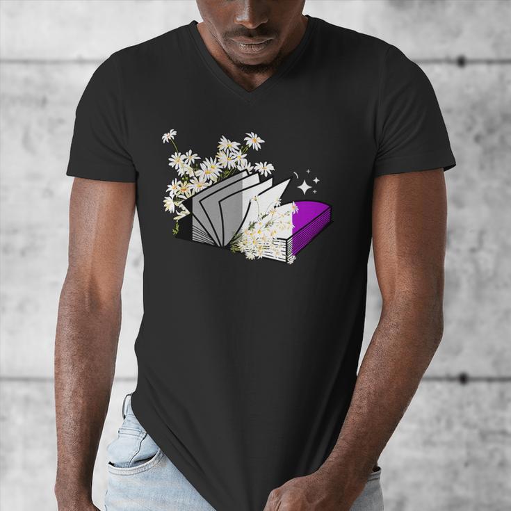 Asexual Book Lover LGBT Reading Pride Ace Flag Daisy Men's V-Neck T-Shirt Asexual Book Lover LGBT Reading Pride Ace Flag Daisy Men's V-Neck T-Shirt