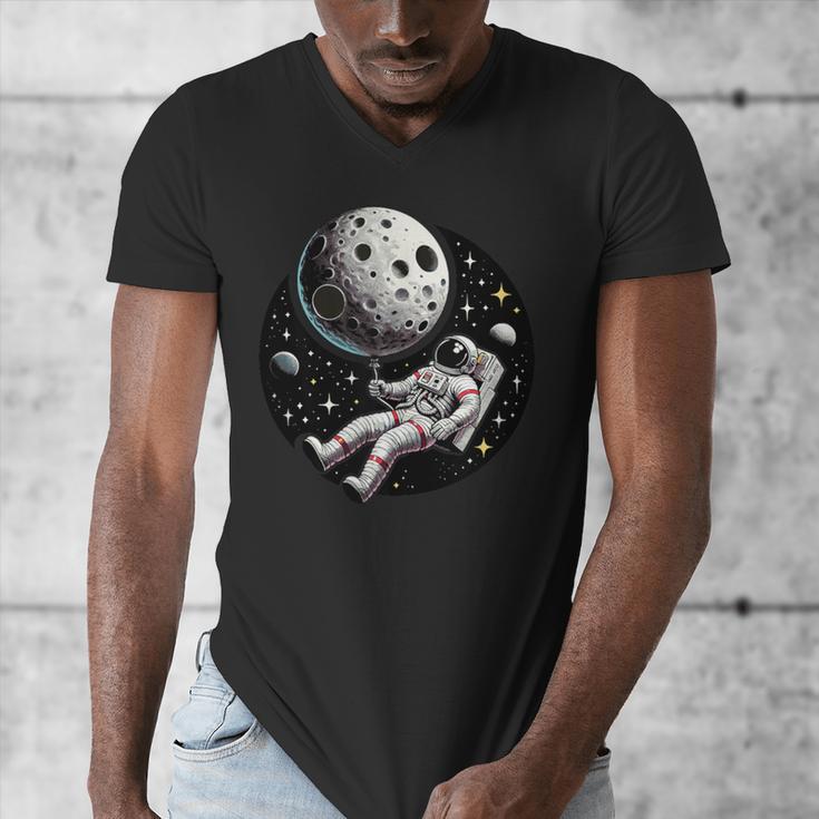 Astronaut Aesthetic Holding Moon Balloon Planets Introvert Men's V-Neck T-Shirt Astronaut Aesthetic Holding Moon Balloon Planets Introvert Men's V-Neck T-Shirt