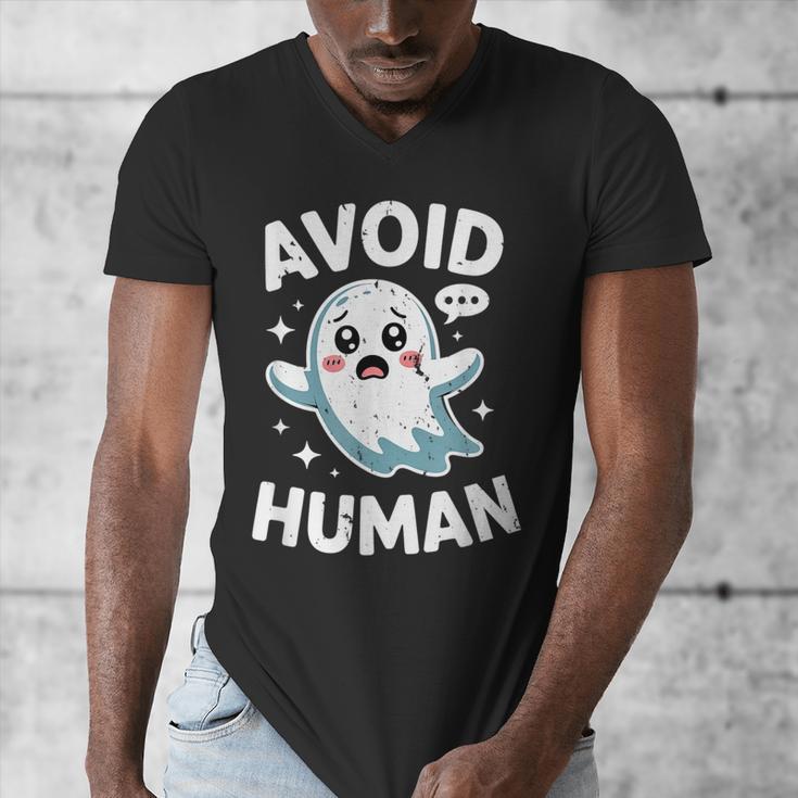 Avoid Humans Cute Kawaii Pastel Ghost Introvert Saying Men's V-Neck T-Shirt Avoid Humans Cute Kawaii Pastel Ghost Introvert Saying Men's V-Neck T-Shirt