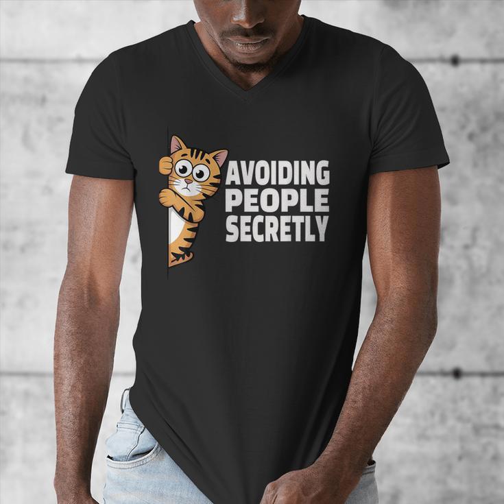 Avoiding People Secretly Cat Introvert Humor Men's V-Neck T-Shirt